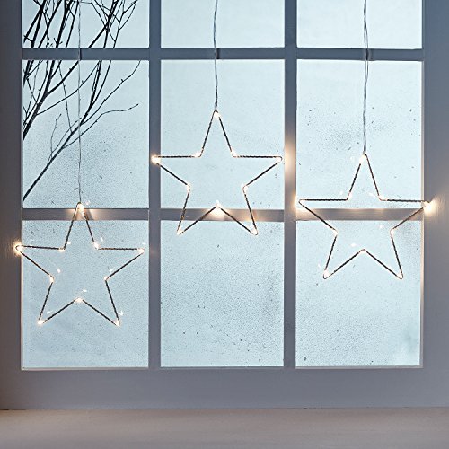 Lights4fun 2er Set LED Osby Sternen Vorhang 30 Micro LEDs 23cm Timer Batterie Leuchtsterne Kinderzimmer von Lights4fun