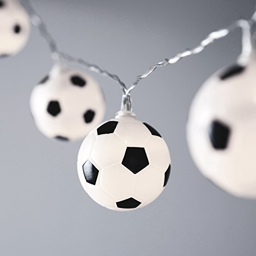 Lights4fun 10er LED Fußball Lichterkette weiß Batterie Timer Fussball Geburtstag Deko Geschenk zum Herrentag Geschenk EM 2024 Fußball Fussball Europameisterschaft 2024 von Lights4fun