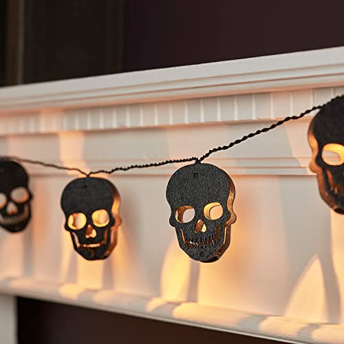 Lights4fun 10er LED Lichterkette Halloween Deko Indoor batteriebetrieb Timer Skelett Halloween Deko Kinder Halloween Tischdeko Halloween Deko Gruselig von Lights4fun