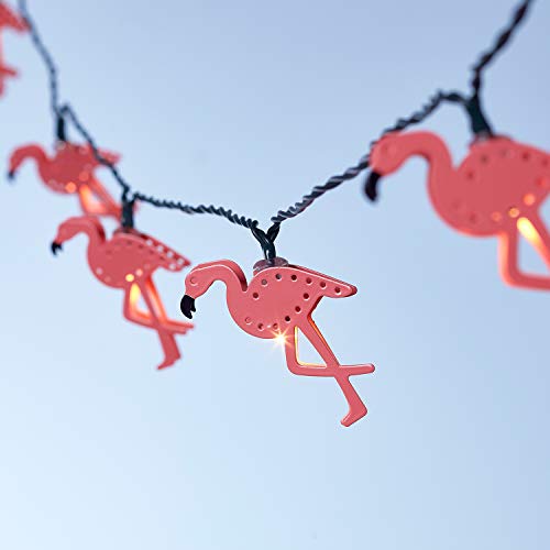 Lights4fun 10er LED Lichterkette mit Flamingos aus Metall Timer batteriebetrieben Innen Zimmer Deko von Lights4fun