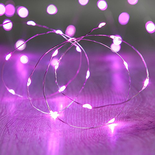 Lights4fun 10x 20er LED Draht Micro Lichterkette pink Batteriebetrieb von Lights4fun