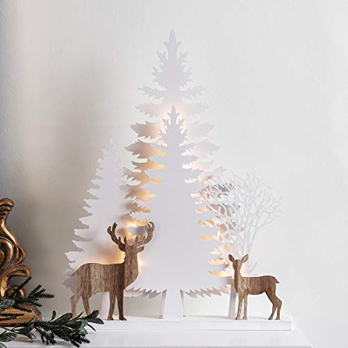 Lights4fun 15er LED Weihnachtsbaum Silhouette Batteriebetrieb Timer von Lights4fun