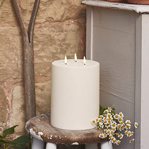 Lights4fun 20cm LED TruGlow® 3 Docht Kerze Outdoor mit Timer batteriebetrieben LED Kerze Aussen von Lights4fun