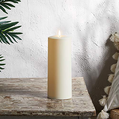 Lights4fun TruGlow® LED Kerze Stumpenkerze mit warmweißer flackernder LED Flamme und Timer Zeitschaltuhr batteriebetrieben für außen Outdoor Garten Balkon Terrasse Laternen 25 cm [Energieklasse A++] von Lights4fun