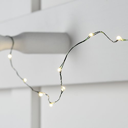 Lights4fun 2er Set 50er LED Micro Lichterkette perlweiß auf grünem Draht Timer Batterie Lights4fun 2er Set 50er LED Micro Lichterkette perlweiß auf grünem Draht Timer Batterie von Lights4fun
