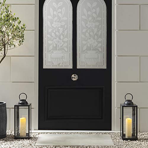 Lights4fun 2er Set Schwarze LED-Laterne Outdoor mit flackernder Kerze batteriebetrieben mit Timer Laternen für Draußen Wetterfest Windlicht Garten Friedhof Grab 57 cm Groß von Lights4fun