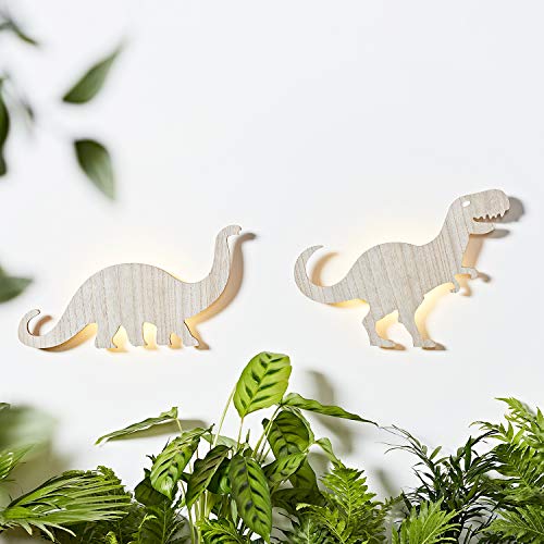 Lights4fun 2er Set Holz Dino Nachtlichter mit Fernbedienung und Timer Lights4fun 2er Set Holz Dino Nachtlichter mit Fernbedienung und Timer von Lights4fun