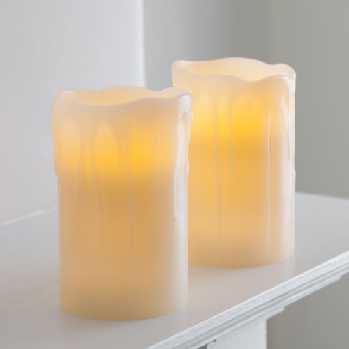 Lights4fun 2er Set LED Kerzen Echtwachs mit Timer batteriebetrieben Muttertagsgeschenk Kerze von Lights4fun