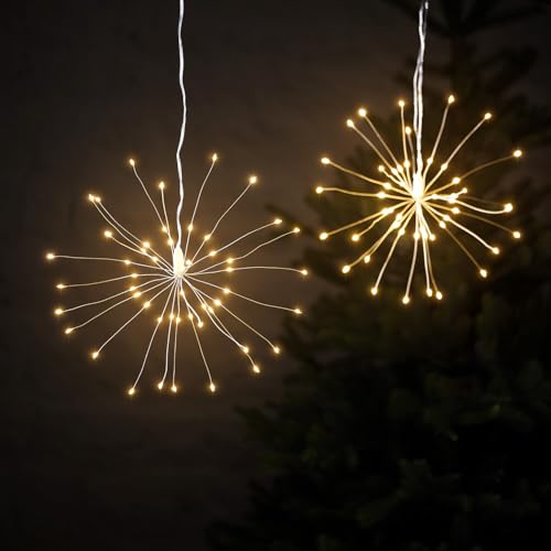 Lights4fun 2er Set LED Stern Bälle 30cm Timer warmweiß Stern Beleuchtet Außen LED Stern Outdoor Weihnachtsdeko Aussen Stern Aussenbeleuchtung von Lights4fun