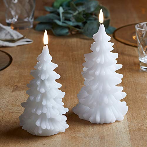 Lights4fun 2er Set LED TruGlow® Tannenbaum Kerzen Timer Batterie Innen Weihnachts Deko Advent von Lights4fun