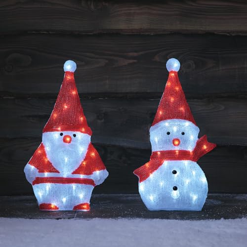 Lights4fun 2er Set LED Weihnachtsmann und Schneemann Silhouette 2D Weihnachtsmann Figur innen und außen Weihnachtsfigur Weihnachtsdeko Weihnachtsbeleuchtung Außen von Lights4fun