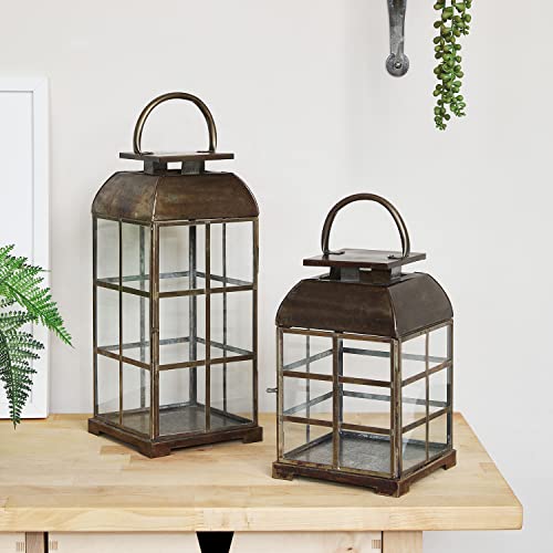 Lights4fun 2er Set Messing Laternen Bronze Innen Deko Vintage Antik Stil von Lights4fun