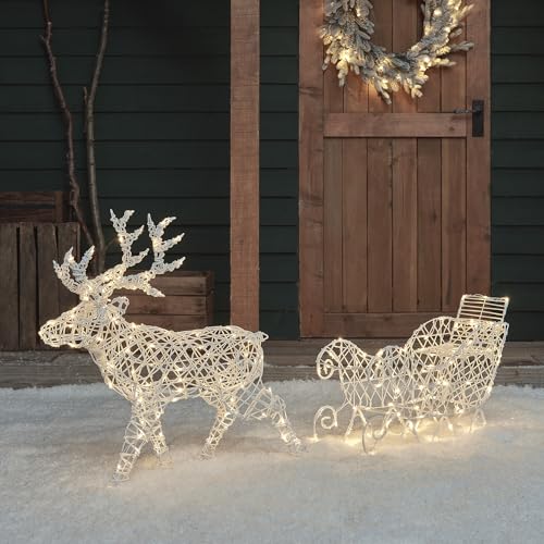 Lights4fun 3-in-1 LED Rentier mit Schlitten Beleuchtet 70cm Hirsch Figur Timer Weihnachtsbeleuchtung Außen und Innen Batteriebetrieb Lights4fun 3-in-1 LED Rentier mit Schlitten Beleuchtet 70cm Hirsch Figur Timer Weihnachtsbeleuchtung Außen und Innen Batteriebetrieb von Lights4fun