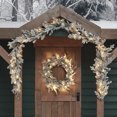 Lights4fun 3-in-1 Weihnachtsdeko Set LED beleuchtet Künstliche Girlande Weihnachtskranz beleuchtet Weihnachtsgirlande Außen Deko Weihnachten Lights4fun 3-in-1 Weihnachtsdeko Set LED beleuchtet Künstliche Girlande Weihnachtskranz beleuchtet Weihnachtsgirlande Außen Deko Weihnachten von Lights4fun