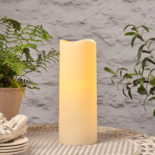 Lights4fun 30cm Outdoor LED Kerze mit warmweißer LED Flamme und Timer Innen und Außen LED Kerzen mit Timerfunktion LED Kerzen Outdoor von Lights4fun
