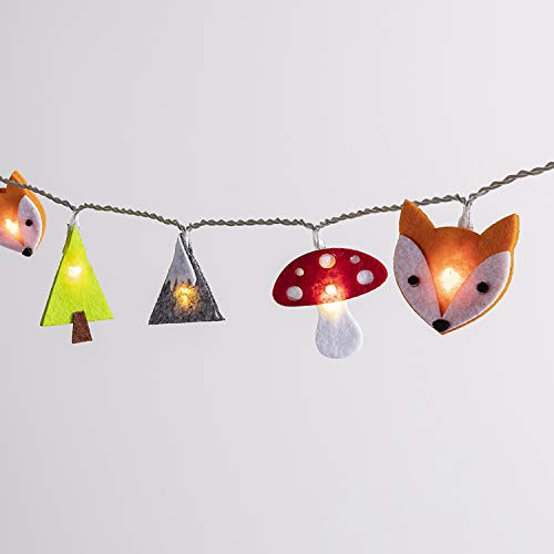 Lights4fun 30er LED Lichterkette mit Filz Motiven Kinderzimmer Timer Strombetrieb Woodland von Lights4fun