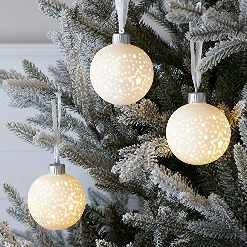 Lights4fun 3X LED Keramik Weihnachtskugeln weiß mit Sternmuster warmweiß Batterie Christbaumkugeln Lights4fun 3X LED Keramik Weihnachtskugeln weiß mit Sternmuster warmweiß Batterie Christbaumkugeln von Lights4fun