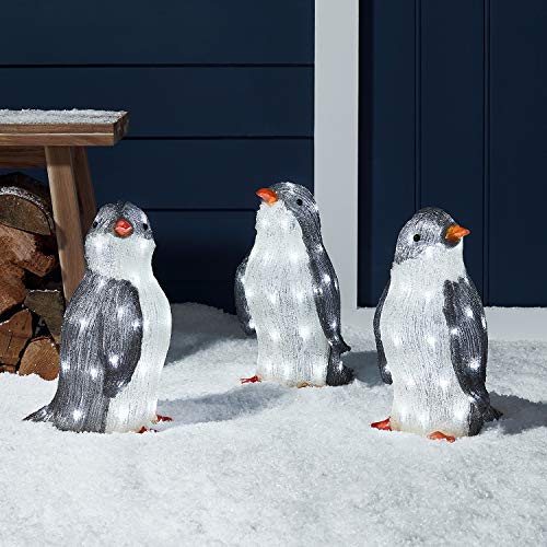 Lights4fun 3er Set LED Acryl Pinguin Figuren 34cm innen und außen von Lights4fun