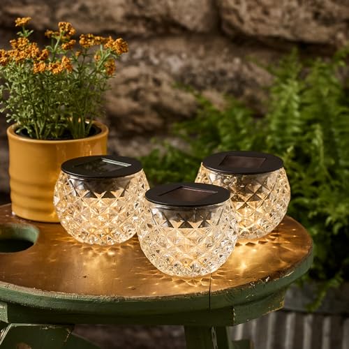 Lights4fun 3er Set LED Solar Kerzen für Außen Kerze im Glas Outdoor Außen Windlicht von Lights4fun