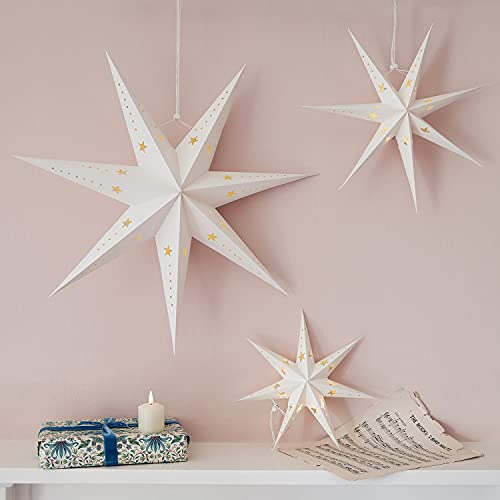 Lights4fun 3er Set LED Sterne Papier Faltstern Weihnachtsdeko Innen batteriebetrieben Timer Weihnachtsstern Leuchtsterne Kinderzimmer Fensterdeko Weihnachten Fensterbeleuchtung LED von Lights4fun