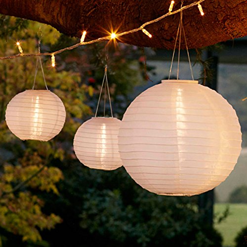 Lights4fun 3er Set LED Solar Lampions Weiß Solar Laterne weiß Solarlampen für Außen Hängend Solar Gartenleuchten für Außen LED Solar Lampions Außen Wetterfest Outdoor Beleuchtung Weiß von Lights4fun