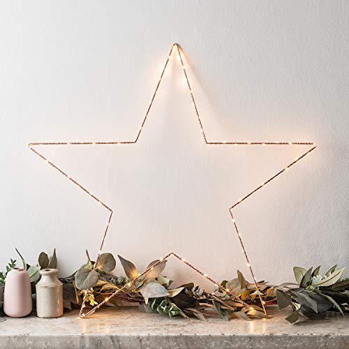 Lights4fun 3x Osby Sterne Rose Gold 80 Micro LEDs 60cm Batteriebetrieb Timer Leuchtsterne Kinderzimmer von Lights4fun