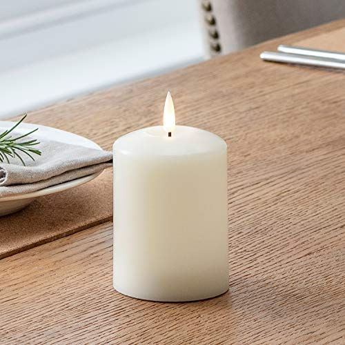 Lights4fun 3x TruGlow™ LED Echtwachskerzen mit warmweißer LED Flamme 10cm batteriebetrieb von Lights4fun
