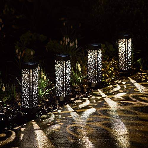 Lights4fun 4er Set LED Solarleuchten Solar Gartenleuchten warmweiß Solarlampen für Außen Deko Garten von Lights4fun