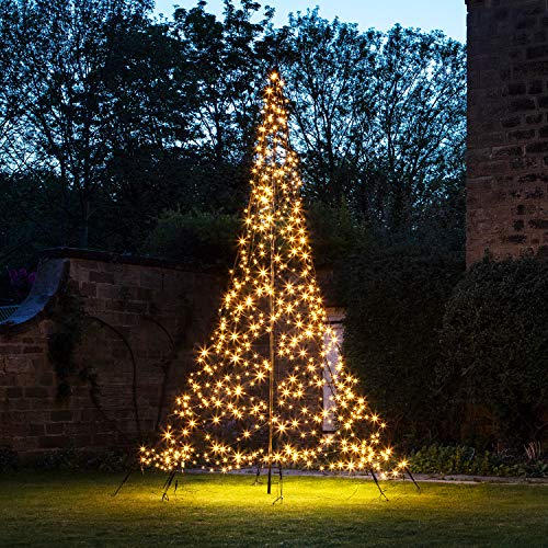 Lights4fun 4m Fairybell LED Baum Lichterpyramide Außen von Lights4fun