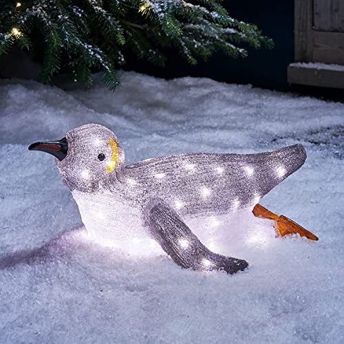 Lights4fun 50er LED Acryl Pinguin Figur 27cm innen und außen Weihnachtsfigur Weihnachtsdeko von Lights4fun