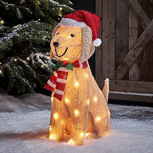 Lights4fun 50er LED Labrador Weihnachtsbeleuchtung Außen Weihnachtsfigur Timer von Lights4fun