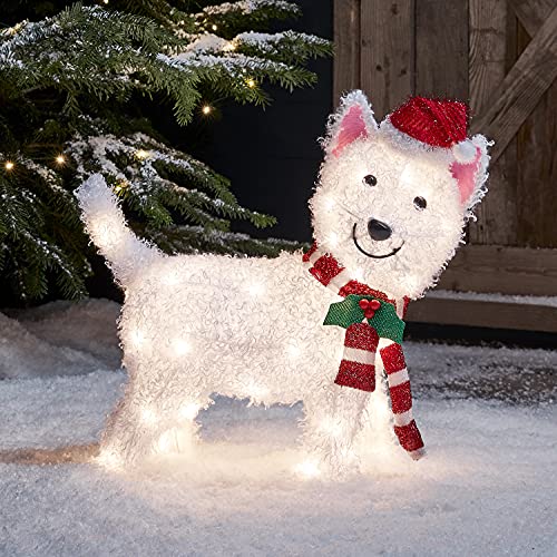 Lights4fun 50er LED Westie West Highland White Terrier Weihnachtsbeleuchtung Weihnachtsfigur Timer von Lights4fun