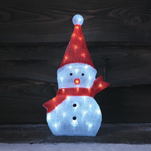Lights4fun 51cm LED Schneemann Silhouette 2D Schneemann Figur innen und außen Weihnachtsfigur Weihnachtsdeko Weihnachtsbeleuchtung Außen von Lights4fun