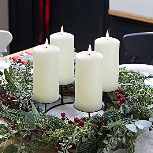 Lights4fun 56cm Adventskranz inkl. Kerzenhalter und 4er Set TruGlow® LED Kerzen 15cm von Lights4fun