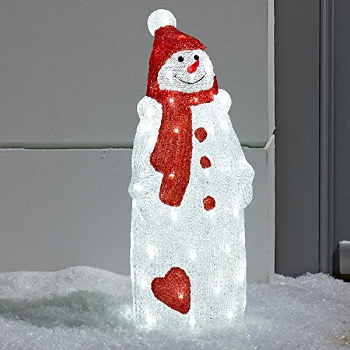 Lights4fun 60cm LED Acryl Figur Schneemann Innen Außen Weihnachtsdeko Weihnachtsfigur von Lights4fun