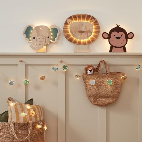 Lights4fun Beleuchtungsset Kinderzimmer Nachtlicht mit Fernbedienung Wandleuchte Kinderzimmer Safari Lampe Kinderzimmer Deko von Lights4fun