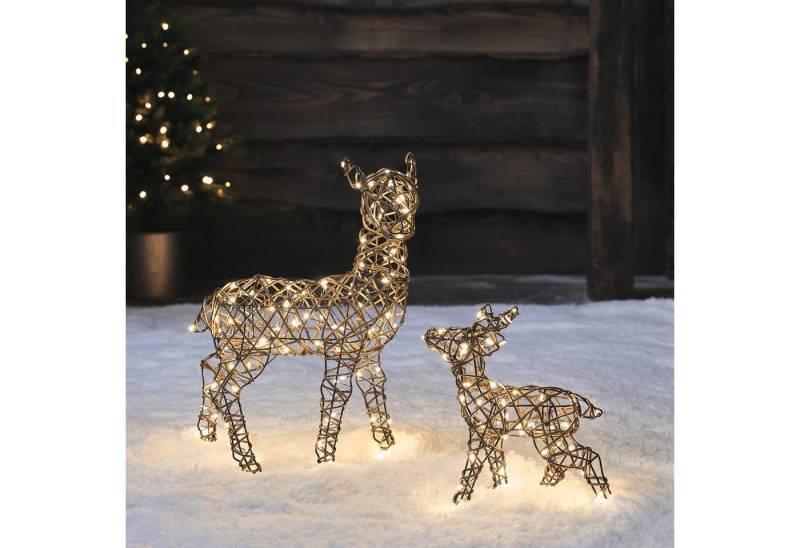Lights4fun LED-Dekofigur 2er Set Mini LED-Rentier Hirschkuh & Rehkitz Studley von Lights4fun