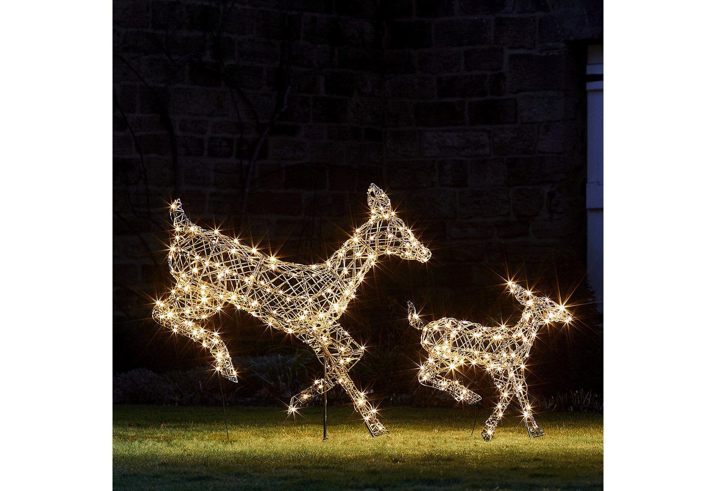 Lights4fun LED-Dekofigur 2er Set springende LED-Rentier Hirschkuh & Rehkitz L Harlow Lights4fun LED-Dekofigur 2er Set springende LED-Rentier Hirschkuh & Rehkitz L Harlow von Lights4fun