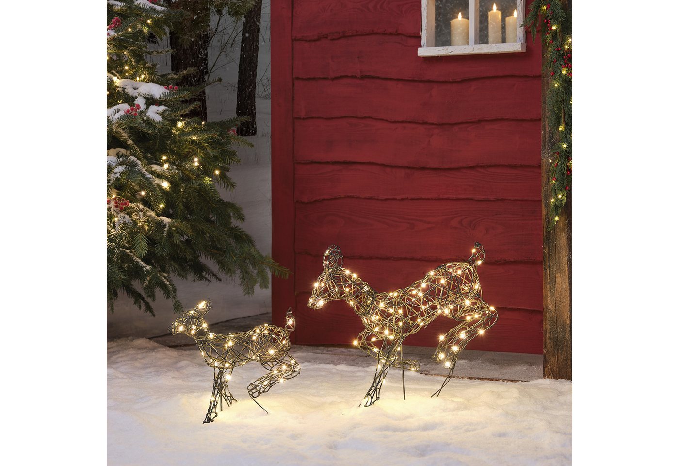 Lights4fun LED-Dekofigur 2er Set springende LED-Rentierefamilie Hirschkuh & Rehkitz M Harlow Lights4fun LED-Dekofigur 2er Set springende LED-Rentierefamilie Hirschkuh & Rehkitz M Harlow von Lights4fun