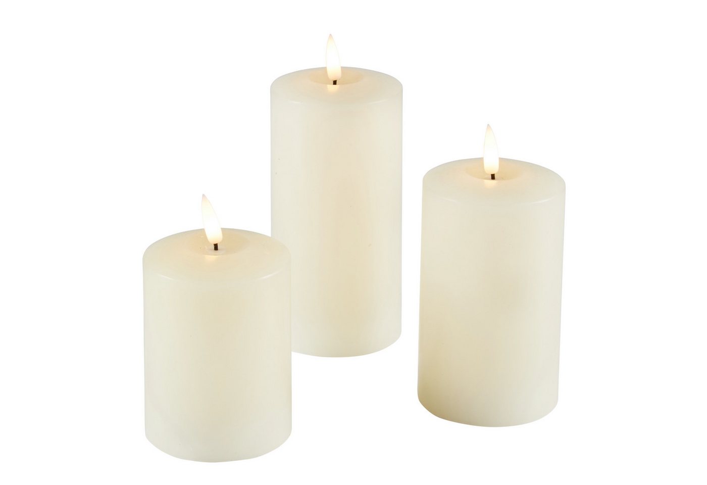 Lights4fun LED-Kerze TruGlow® LED Kerzen Echtwachs Trio von Lights4fun