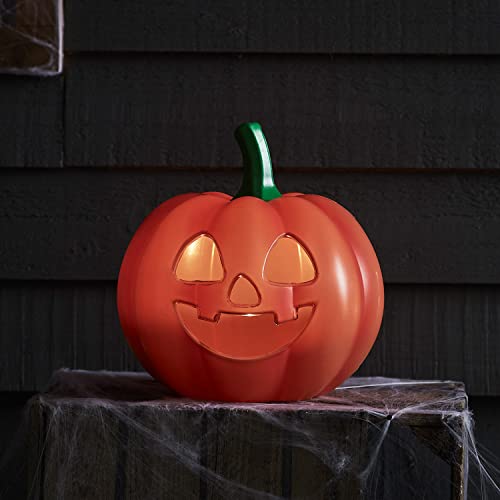 Lights4fun LED-Kürbis für Außen & Innen – Halloween Deko mit Fernbedienung & Timer – Batteriebetrieben & Wetterfest – Orange & Grün – 25 cm ø von Lights4fun