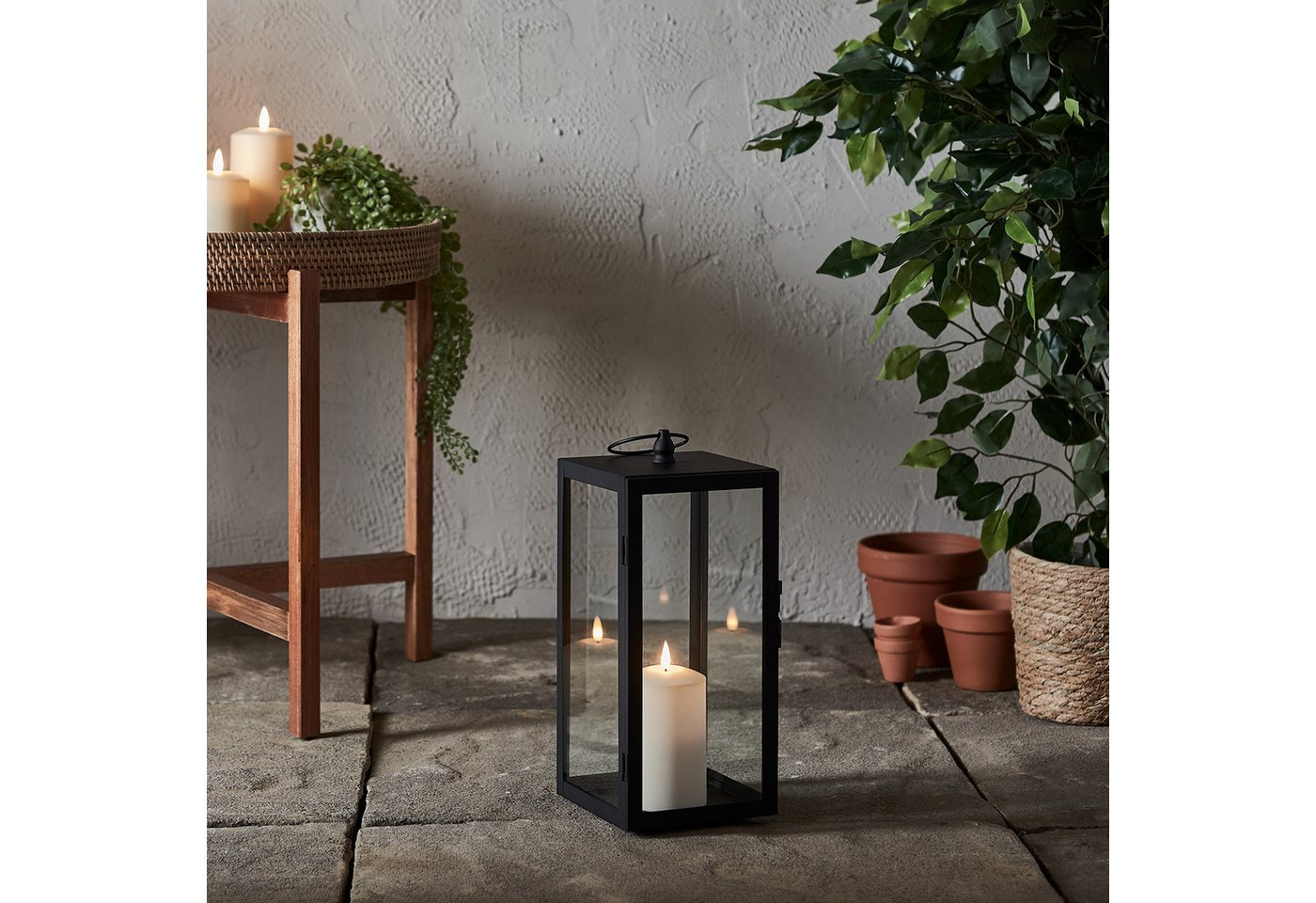 Lights4fun LED Laterne Bowen Gartenlaterne mit TruGlow® Outdoor Kerze von Lights4fun