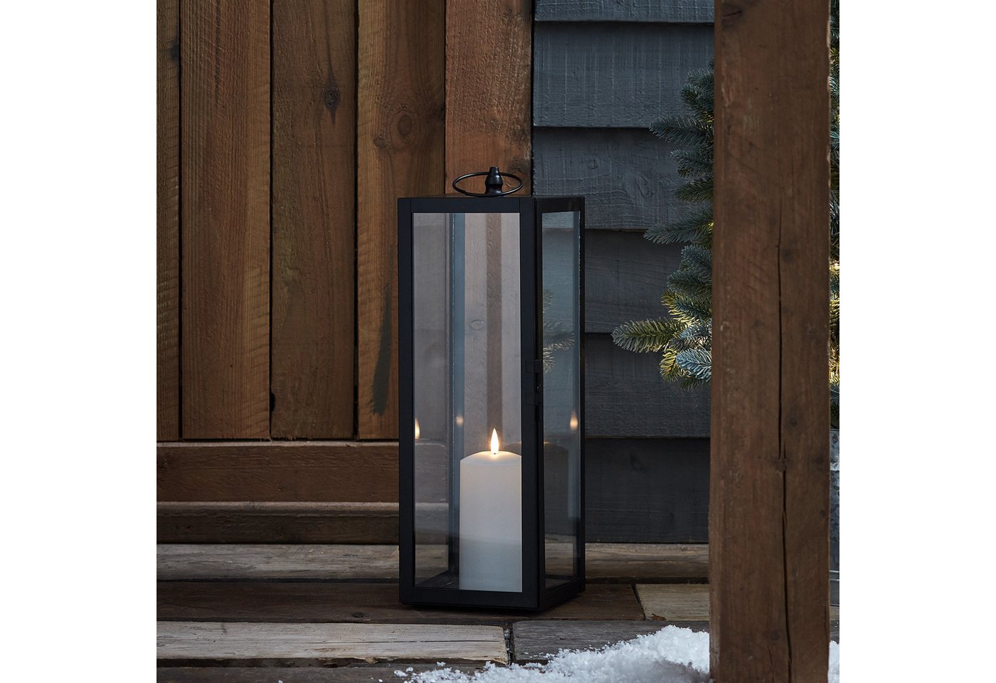 Lights4fun LED Laterne Große Bowen Gartenlaterne mit TruGlow® Outdoor Kerze von Lights4fun