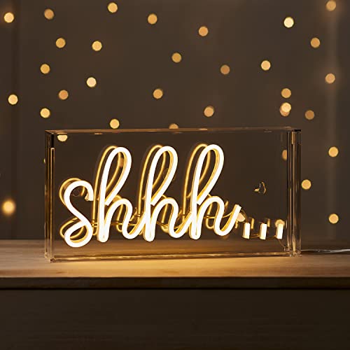 Lights4fun LED Neon Schriftzug Leuchtschriftzug Tischlampe Shhh… strombetrieben Innenbereich von Lights4fun