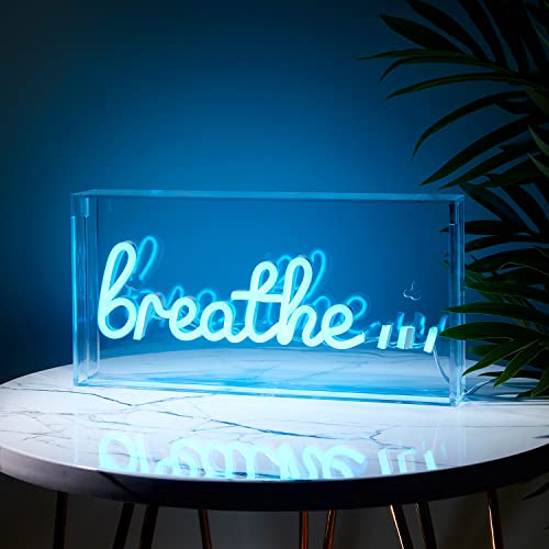 Lights4fun LED Neon Schriftzug Tischlampe Wandleuchte Breathe strombetrieben Innenbereich von Lights4fun