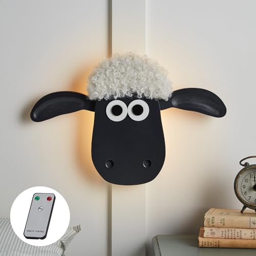 Lights4fun LED Shaun das Schaf™ Wandleuchte mit Fernbedienung Nachtlicht Kinderzimmer Nachtlampe Wanddeko Kinderzimmer von Lights4fun