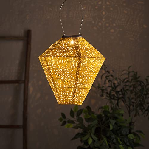 Lights4fun LED Solar Lampion Diamant Tyvek Marokkanische Laterne Außenbereich von Lights4fun