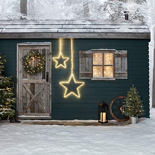 Lights4fun LED Stern Duo Weihnachtsbeleuchtung 38 und 58 Innen und Außen Weihnachtsdeko von Lights4fun