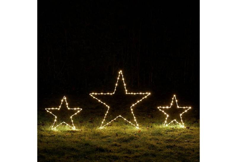 Lights4fun LED-Stern für außen 3er Set Osby LED Stern Stableuchten Weihnachtsdeko außen von Lights4fun