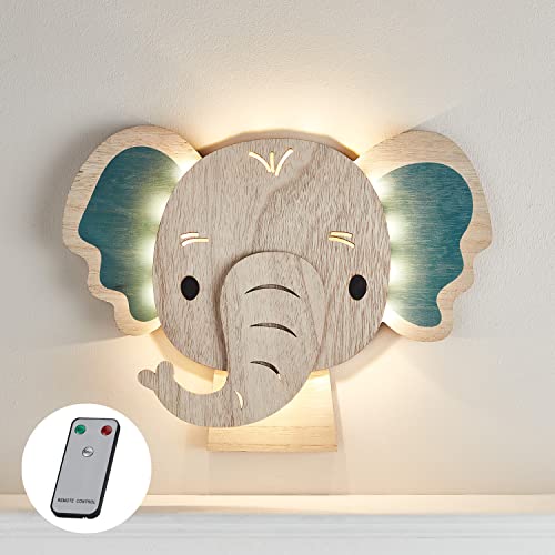 Lights4fun LED Wandleuchte Elefant Fernbedienung Timer batteriebetrieben Innenbereich Kinderzimmerdeko von Lights4fun